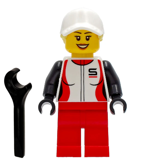 LEGO Minifigure - Female, Racing Jacket, White Cap. Ponytail (2021) [CITY]