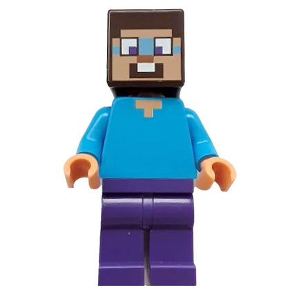 LEGO Minifigure - Steve (Nougat) - Dark Purple Legs, Dark Azure Around Eyes (2024) [MINECRAFT]