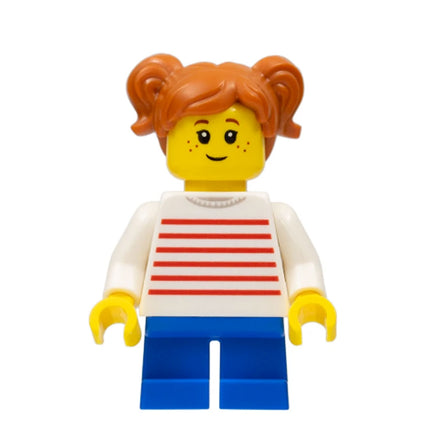 LEGO Minifigure - Child - Girl, Sweater with Stripes Pigtails, Freckles (2022) [CITY]