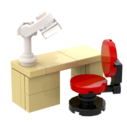 LEGO "Study Desk" - Modern Student Desk, Swivel Chair, Lamp [MiniMOC]