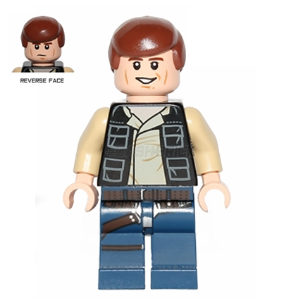 LEGO Minifigure - Han Solo, Dark Blue Legs, Vest with Pockets (2014) [STAR WARS]