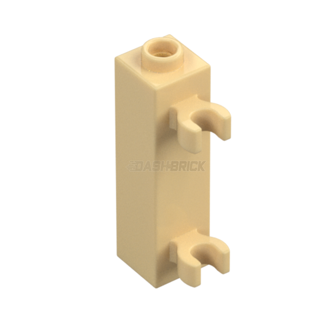 LEGO Brick, Modified 1 x 1 x 3 with 2 Clips (Vertical Grip) - Hollow Stud, Tan [60583b] 6320357