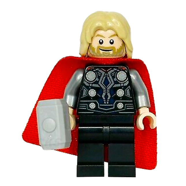LEGO Minifigure - Thor - Spongy Cape with Single Hole, Black Legs, Tan Tousled Hair (2022) [MARVEL]