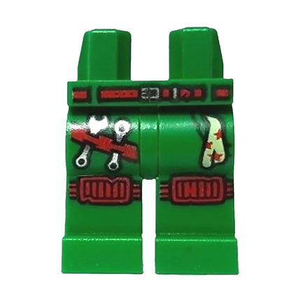 LEGO Minifigure Part - Hips and Legs, Tool Belt, Tools, Handkerchief, Green [970c00pb0991]