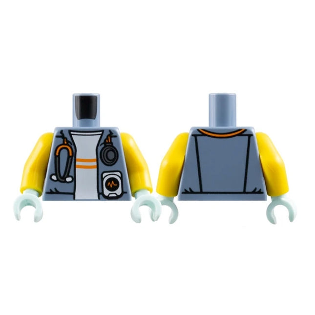 LEGO Minifigure Part - Torso Jacket Open with Silver and Orange Stethoscope over White Shirt [973pb5668c01] 6487135