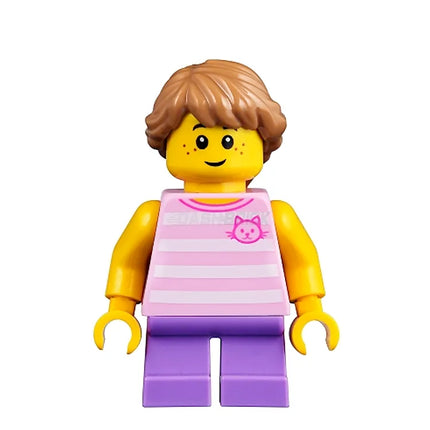 LEGO Minifigure - Girl/Child, Pink Striped Cat Shirt (2019) [CITY]