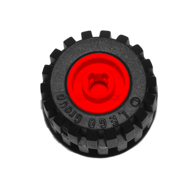 LEGO Wheel 11mm D. x 12mm, Black Tire, Tread, Red [6014bc05]