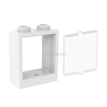 LEGO Window 1 x 2 x 2, White + Glass, Tran-Clear [60592 / 60601]