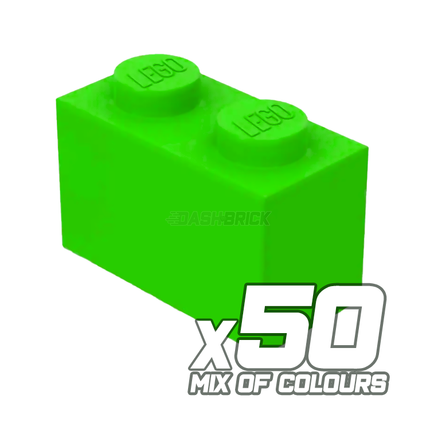 LEGO "Just Bricks - Pack of 50" - 1 x 2 Bricks [3004] Assorted Colours