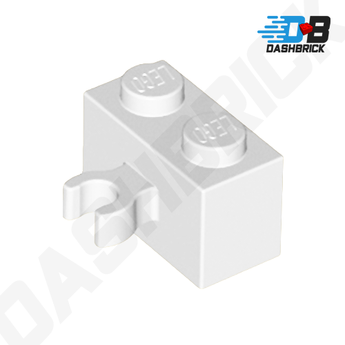 LEGO Brick, Modified 1 x 2, Open O Clip Thick (Vertical Grip), White [30237b]