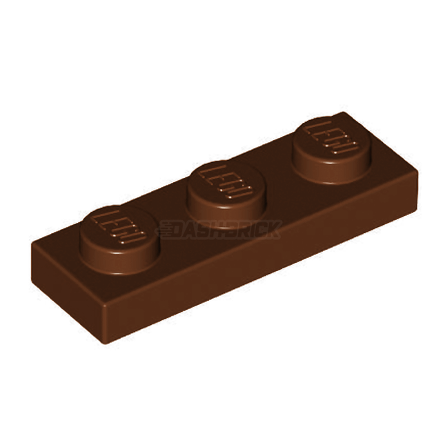 LEGO Plate, 1 x 3, Reddish Brown [3623]