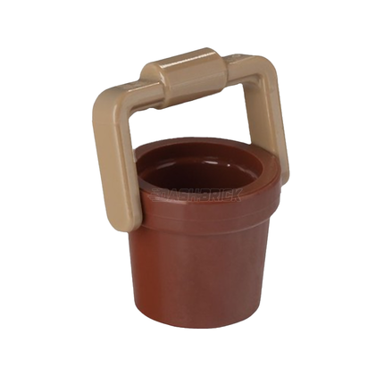 LEGO Container, Bucket 1 x 1 x 1, Reddish Brown with Dark Tan Handle [95343]