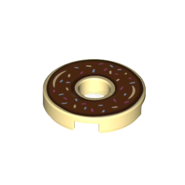 LEGO Minifigure Food - Large Donut, Chocolate Frosting, Sprinkles (2 x 2 Tile) [15535pb06]