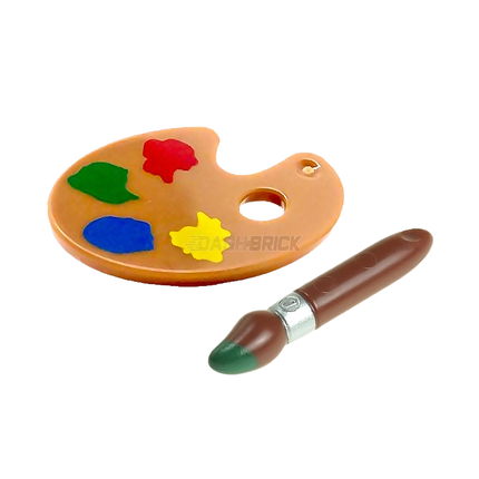 LEGO Minifigure Accessory - Paint Palette & Green Paint Brush [COMBO]