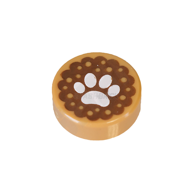 LEGO Minifigure Food - Paw Print Cookie (Round 1 x 1 Tile) [98138pb055]