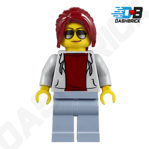 LEGO Minifigure - "Laura" Female, Jacket, Red Hair, Glasses [CITY]