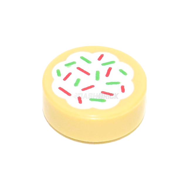 LEGO Minifigure Food - Cookie with White Frosting, Red and Green Sprinkles [98138pb256]