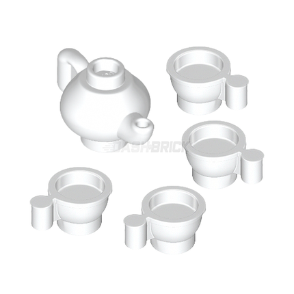 LEGO Minifigure Accessory - Teapot/Teacup Set, White [MiniMOC]